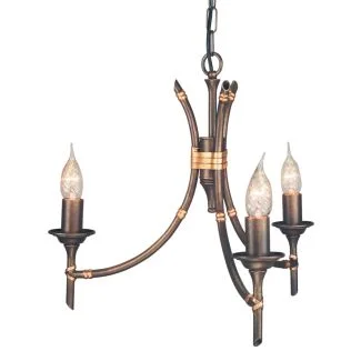 ELSTEAD BAMBOO BB3 BRZ PATINA 3Lt Chandelier/Semi-Flush