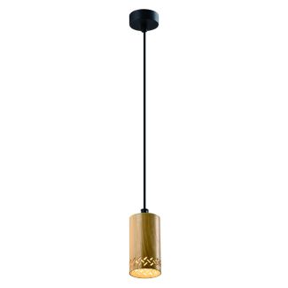 CANDELLUX 31-78568 TUBO LAMPA WISZĄCA CZARNY 1X25W GU10 KLOSZ 10CM DREWNIANY