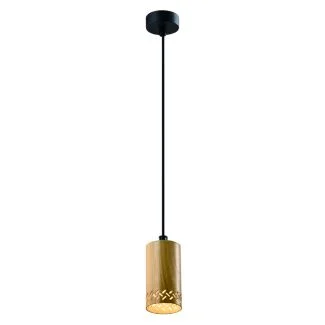 CANDELLUX 31-78568 TUBO LAMPA WISZĄCA CZARNY 1X25W GU10 KLOSZ 10CM DREWNIANY