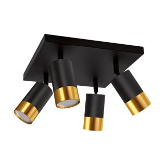 IDEUS 4129 LAMPA PUZON SPT GU10 4D BLACK/GOLD OPRAWA ŚCIENNO-SUFITOWA STRÜHM