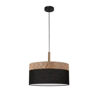 CANDELLUX 31-27771 ORTO LAMPA WISZĄCA CZARNY+DREWNIANY 1X60W E27 ABAŻUR BRĄZOWY+CZARNY