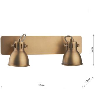 DAR IDA7775 IDAHO 2LT BAR SPOT GU10 NATURAL BRASS GU10 LED INC
