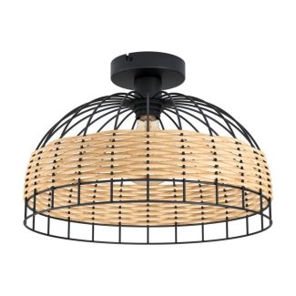 EGLO 43398 LAMPA ANWICK OPRAWA SUFITOWA DL/1 E27 SCHWARZ/RATTAN ANWICK