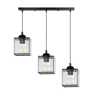 CANDELLUX 33-21120 GLASSIA LAMPA WISZĄCA CZARNY 3X40 E27 KLOSZ CZARNY+KRYSZTAŁY BEZBARWNE
