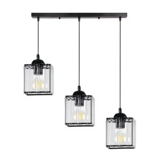 CANDELLUX 33-21120 GLASSIA LAMPA WISZĄCA CZARNY 3X40 E27 KLOSZ CZARNY+KRYSZTAŁY BEZBARWNE