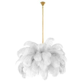 MOOSEE MSE1501100525 lampa wisząca TIFFANY 135 biała mosiądz / naturalne pióra