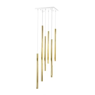 ANTIGO Lampa wisząca Akadi 8 - Mosiądz polerowany-biała (700 mm) 8892