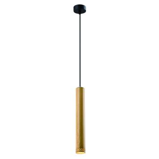 CANDELLUX 31-78599 TUBO LAMPA WISZĄCA CZARNY 1X25W GU10 KLOSZ 40CM DREWNIANY