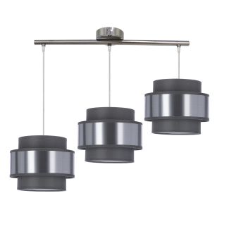 CANDELLUX 33-18502 HARE LAMPA WISZĄCA CHROMOWY 3X60W E27 ABAŻUR SZARY+SREBRNY