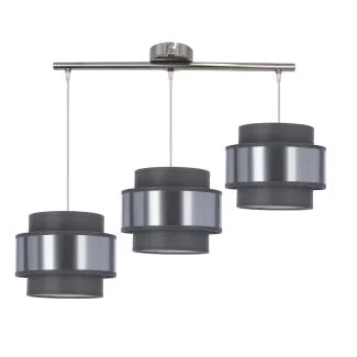 CANDELLUX 33-18502 HARE LAMPA WISZĄCA CHROMOWY 3X60W E27 ABAŻUR SZARY+SREBRNY