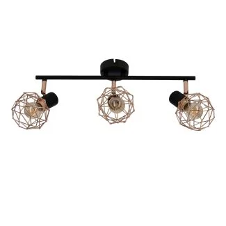 CANDELLUX 93-22219 ACROBAT LISTWA 3X40W E14 CZARNY KLOSZ MIEDZIANY