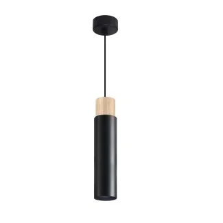 CANDELLUX 31-27740 Claro lampa wisząca czarny 1x15W GU10 klosz czarny+drewniany