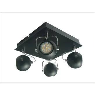 CANDELLUX 98-25036-Z PLAFON TONY 4X3W LED GU10 CZARNY MATOWY