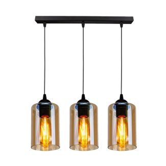 CANDELLUX 33-00545 BISTRO LAMPA WISZĄCA CZARNY 3X40W E27 KLOSZ BRĄZOWY