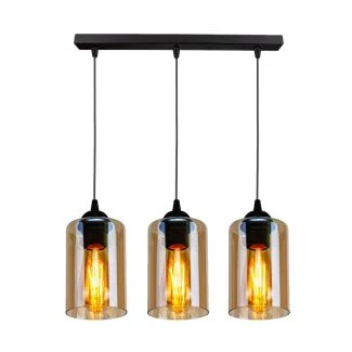 CANDELLUX 33-00545 BISTRO LAMPA WISZĄCA CZARNY 3X40W E27 KLOSZ BRĄZOWY