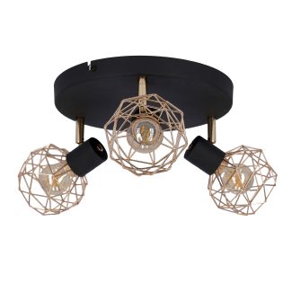 CANDELLUX 98-22233 ACROBAT PLAFON 3X40W E14 CZARNY KLOSZ MIEDZIANY