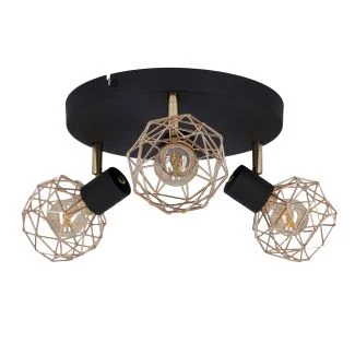 CANDELLUX 98-22233 ACROBAT PLAFON 3X40W E14 CZARNY KLOSZ MIEDZIANY