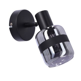 CANDELLUX 91-13415 YUKI LAMPA KINKIET CZARNY MATOWY 1X15W E14 KLOSZ DYMIONY