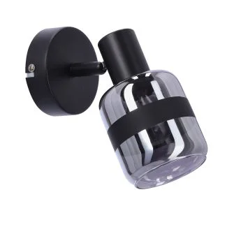 CANDELLUX 91-13415 YUKI LAMPA KINKIET CZARNY MATOWY 1X15W E14 KLOSZ DYMIONY