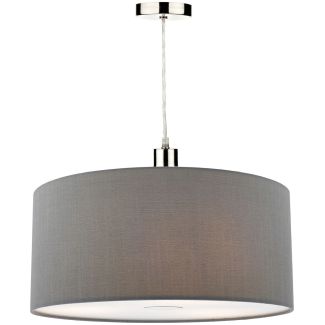 DAR RON6539 RONDA EASY FIT 40CM FAUX SILK GREY DRUM SH