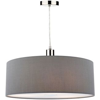 DAR RON8639 RONDA EASY FIT 60CM FAUX SILK GREY DRUM SH