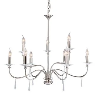 ELSTEAD FINSBURY PARK FP9 POL NICKEL 9Lt Chandelier/Semi-Flush