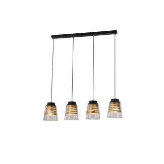 CANDELLUX 34-78124 FRESNO LAMPA WISZĄCA CZARNY 4X60W E27 KLOSZ BEZBARWNY