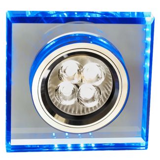 CANDELLUX 2226934 SS-22 CH/TR+BL GU10 50W+LED SMD 2 1W NIEBIESKI 230V CHROM oczko sufitowe lampa sufitowa STAŁA KWADRATOWA SZKŁO TRANSPARENTNE