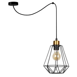 CANDELLUX 31-06165 PRIMO P LAMPA WISZĄCA CZARNY+ZŁOTY 1X60W E27 KLOSZ CZARNY
