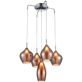 AZZARDO AZ3172 AMBER MILANO 5 COPPER DECORATIVE LAMP
