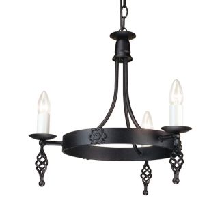 ELSTEAD BELFRY BY3 BLACK 3Lt Chandelier/Semi-Flush