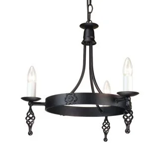 ELSTEAD BELFRY BY3 BLACK 3Lt Chandelier/Semi-Flush