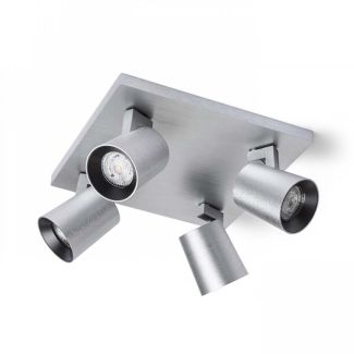 RENDL R12922 KENNY IV sufitowa aluminium szczotkowane/czarna 230V GU10 4x35W