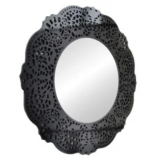 Artehome KFH1628 Lustro okrągłe nowoczesne w czarnej ażurowej ramie Orsini 110 cm