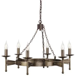 ELSTEAD CROMWELL CW6 OLD BRZ 6Lt Chandelier