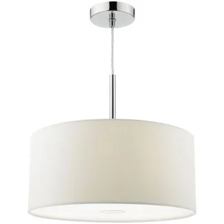 DAR RON102 RONDA 3LT PENDANT 40CM DRUM WHITE FAUX SILK
