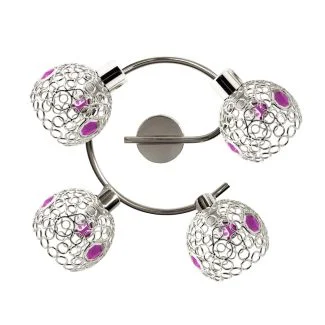 CANDELLUX 98-12289 LAMPA ARON SPIRALA 4X40W G9 CHROM KRYSZTAŁ FIOLET