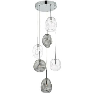 DAR QUI6410 QUINN 6LT CLUSTER PENDANT SMOKED/ CLEAR