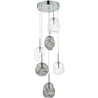 DAR QUI6410 QUINN 6LT CLUSTER PENDANT SMOKED/ CLEAR