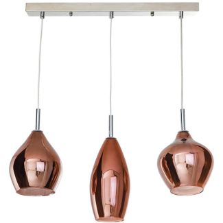 AZZARDO AZ3078 AMBER MILANO 3 COPPER DECORATIVE LAMP