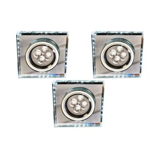 CANDELLUX 99-54746 ZESTAW TRZECH OPRAW SS-22 CH/TR+WH GU10 50W+LED SMD 230V BIAŁY 2,1W CHROM OPR. STROP. STAŁA KWADRATOWA SZKŁO TRANSPARENTNE
