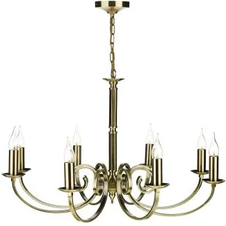 DAR MUR0875 MURRAY 8 LIGHT DUAL MOUNT PENDANT ANT BRASS
