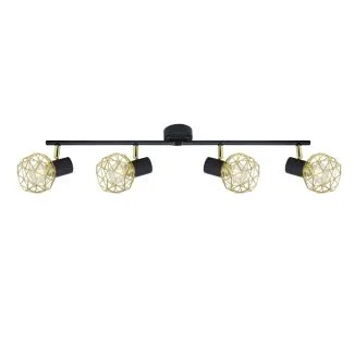 CANDELLUX 94-66657 LAMPA ACROBAT LISTWA 4X40W E14 CZARNY KLOSZ ZŁOTY