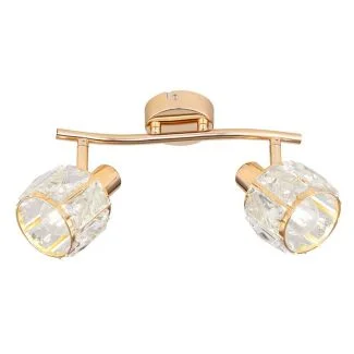 CANDELLUX 92-23483 Dubai lampa sufitowa listwa różowy złoty 2x40W E14 klosz złoty z kryszt transp