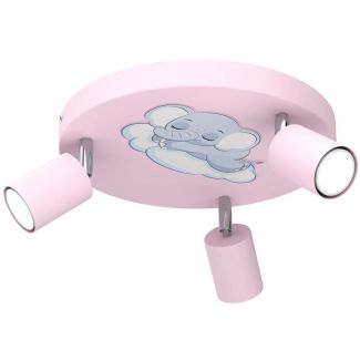 LUMINEX 9385 spot Fun Night Elelphant pink plate dia 300, 3xGU10