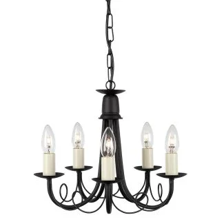 ELSTEAD MINSTER MN5 BLACK 5Lt Chandelier/Semi-Flush