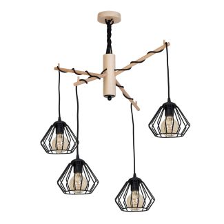 MILAGRO MLP282 LAMPA WISZĄCA WOODY BLACK 4xE27