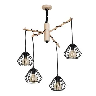 MILAGRO MLP282 LAMPA WISZĄCA WOODY BLACK 4xE27
