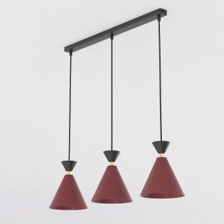 EMIBIG 1740/3 KLEVER 3 BURGUNDY BLACK Lampa wisząca