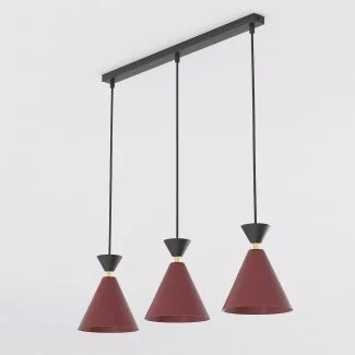 EMIBIG 1740/3 KLEVER 3 BURGUNDY BLACK Lampa wisząca